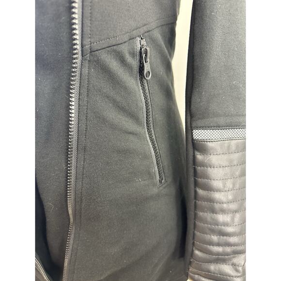 Blanc Noir Traveler Jacket Hooded Open Front Asymmetric Zip Padded Black Small - Picture 6 of 15